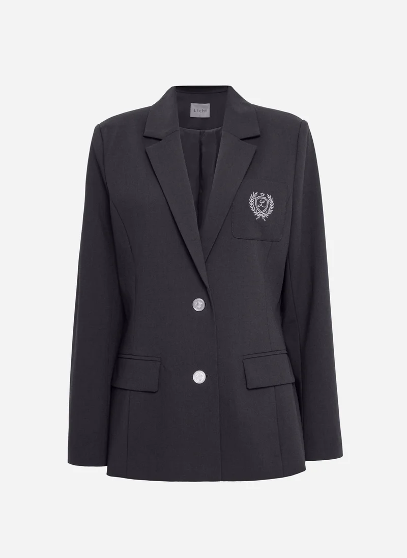 ليتشي سترة ذات صدر واحد مع تطريز جيب